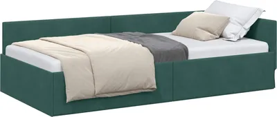 Produktbild von vidaXL Eckbettgestell mit Kopfteil Dunkelgrün 100 cm x 200 cm Samt