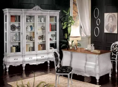 Zdjęcie produktu dla Weiße Büro Möbel Schreibtisch Bücherregal Luxus Tisch Regal Einrichtung