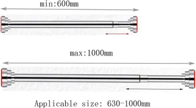 Imagen del producto de Barra para cortinas de baño de acero inoxidable, ajustable de 61 a 105 cm, antideslizante, ideal para baño y cocina
