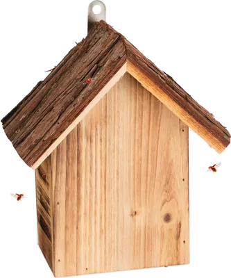 Zdjęcie produktu dla Relaxdays Domek dla biedronek, drewno, wys. x szer. x gł.: 23 x 19 x 12,5 cm, do zawieszenia, do ogrodu, schronisko dla biedronek, kolor naturalny