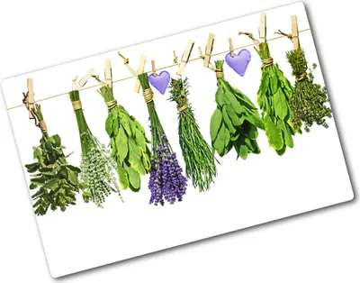 Produktbild von Tulup Glas Herdabdeckplatte - 80x52 cm - Glaskeramikkochfeld-Abdeckung Spritzschutz Glasabdeckplatte - Einteilig - Essen & Getränke - Kräuter an Schnur - Grün