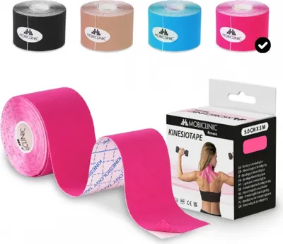 Immagine prodotto di Mobiclinic Kinesiology Mobitape 5 cm x 5 cm Nastri impermeabili Kinesiology Therapy Tape Sport Muscle Tightening Hypoallergenic Kinesiology Colourful Pink