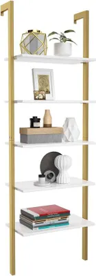Productafbeelding van Famanu boekenkast met 5 niveaus - metalen frame, goudkleurig