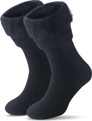 Produktbild von Warme Winter Thermosocken mit Vollplüsch und Wolle Dicke Weiche Stiefel Socken Damen Herren