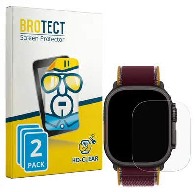 Produktbild von 2x Für Apple Watch Ultra 4 (49 mm) Schutzfolie BROTECT Displayschutz Display Schutz Folie Klar Transparent