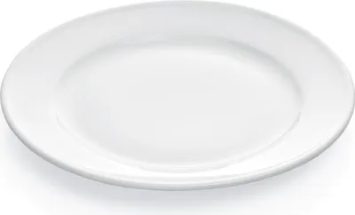 A white plate on a white background.