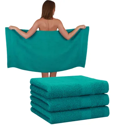 Produktbild von Betz 4 Stück Duschtücher 70 x 140 cm PREMIUM 100% Baumwolle Liegetuch Strandtuch   Farbe: smaragdgrün