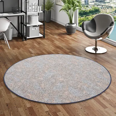 Produktbild von Schlingen Teppich Memory Grau Blau Meliert Rund, Größe:300 cm Rund