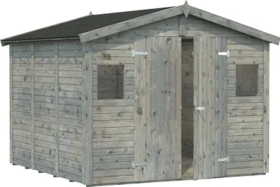 Produktbild von Palmako Gerätehaus Dan 7,5 m² - 16 mm Grau tauchimprägniert