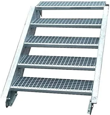 Produktbild von Stahltreppe verzinkt 5 Stufen Geschosshöhe 70-105cm / Stufenmaße 100 cm x 24 cm