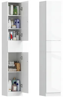 Produktbild von kleankin Badezimmerschrank Hochschrank mit Schublade Badschrank Drucköffner Weiß