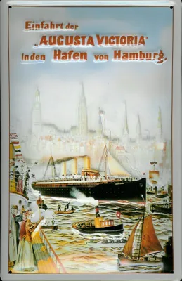 Produktbild von Blechschild Augusta Victoria Dampfer Hamburg Hafen Schiff Schild Nostalgieschild