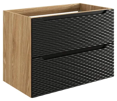 Zdjęcie produktu dla Szafka Łazienkowa Pod Umywalkę 80 Cm Czarny Mat Dąb Olejowany 2 Szuflady