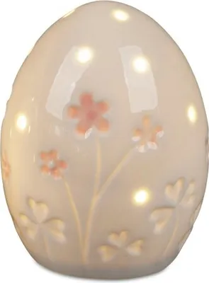 Produktbild von Geschenke u. Dekoration zu Ostern, Osterschmuck- Osterei Ei mit Blumen + LED 9cm aus Porzellan