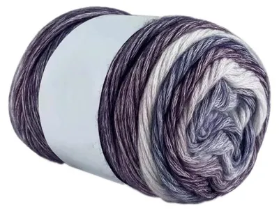 Immagine prodotto di Filo per uncinetto sfumato, cotone/acrilico, 4 gomitoli da 100g, colore grigio scuro