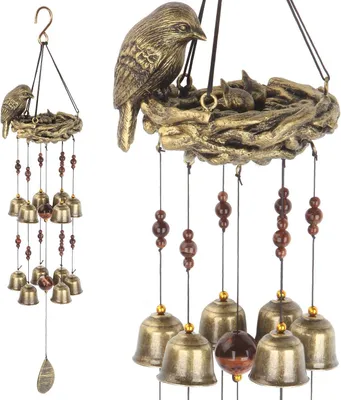 Produktbild von Windspiel mit Glöckchen für Garten und Hausdekoration - Vogelnest