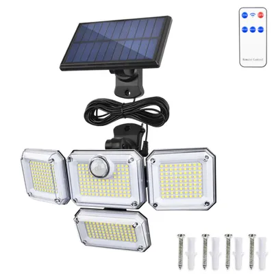 Produktbild von 333LEDs Solarlampe mit Bewegungsmelder und Dämmerungssensor, 6500K Solarleuchte Außen Wasserdicht Außenleuchte Gartenleuchte