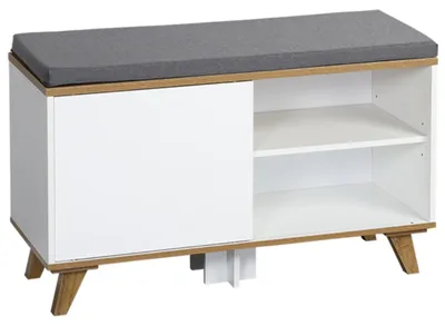 Zdjęcie produktu dla Kesper - Półka na buty, szafka na buty z miejscem do siedzenia, 77x30x48 cm, biała, do przedpokoju lub domu