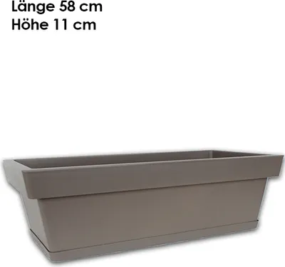Produktbild von Blumenkasten LINEA inkl. Untersetzer, 11x58x18cm, Taupe