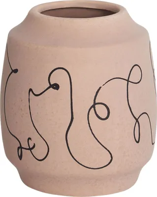 Produktbild von BELIANI Blumenvase Sand Beige Steingut Abstraktes Motiv Heimdekoration Modernes Design Wasserdicht