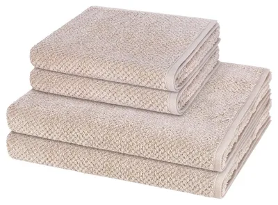 Produktbild von Cawö Pure 2 X Handtuch 2 X Duschtuch im Set Natürliches Material mit feiner Struktur, Saugfähig und hautfreundlich, Trocknergeeignet und pflegeleicht