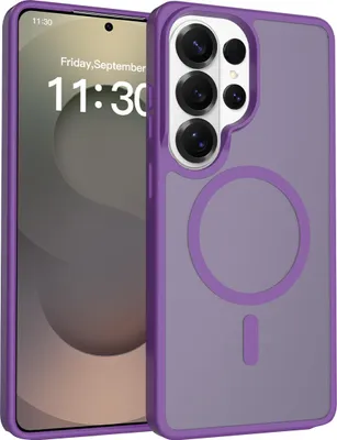 Immagine prodotto di Custodia magnetica per Samsung Galaxy S26 Ultra, compatibile con MagSafe, retro opaco traslucido, custodia resistente agli urti, viola
