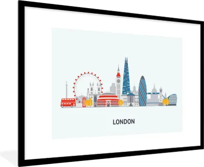 Produktbild von MuchoWow® MuchoWow® Gerahmtes Poster London - England - Skyline 90x60 cm - Poster mit zchwarzem Bilderrahmen - Wanddekoration - Fotos