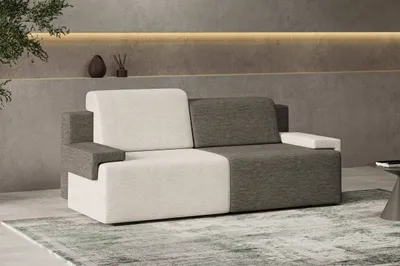 Produktbild von Modernes Design, Polstersofa mit Schlaffunktion und Bettkasten, Schlafcouch Sofa Couch für Wohnzimmer Schlafsofa Federkern Sofagarnitur - Schlafsofa HOOK - Beige + Dunkelgrau (Diosa 01 + 89)