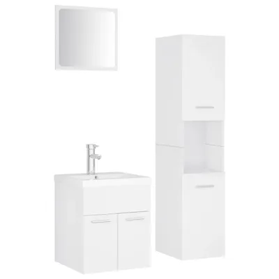 Image de vidaXL Ensemble de meubles de salle de bain blanc en bois composite