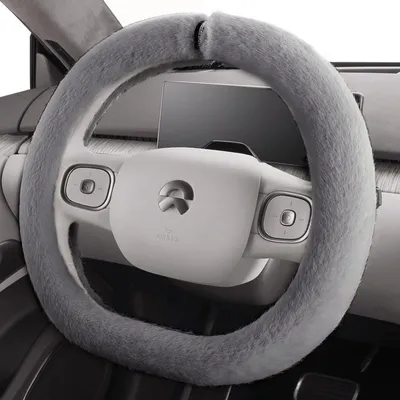Obrázek produktu pro INF Šedý plyšový potah na volant 36 cm - teplý, protiskluzový, pro zimní období