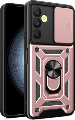 Produktbild von Hülle für Samsung Galaxy A25 5G mit Ring Ständer Halter Dia Kameraschutz TPU PC Hybrid Handyhülle Roségold
