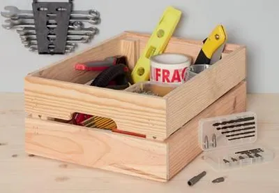 Image de Caisse en pin brut Creabox, 30 x 20 x 15 cm