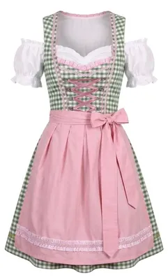 Productafbeelding van Gouden traditionele jurk Dirndl, damesmodel, 3-delig, midi-lengte, geschikt voor , met schort en