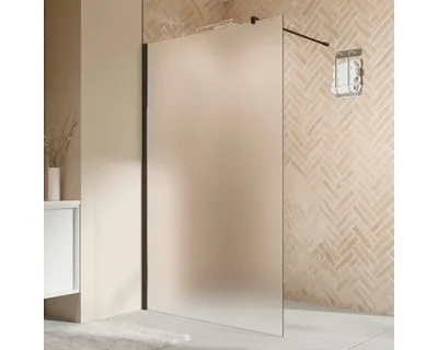Produktbild von Walk In mit BREUER Elana 2.0 140 x 200 cm Profil abgerundet schwarz Glasdekor Satiniert Reversibel