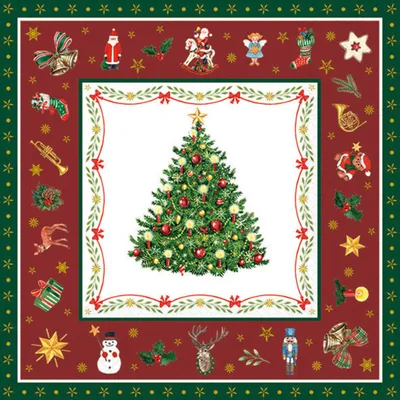 Produktbild von Servietten Papier 33x33cm 3-lagig Weihnachtsdesign 20 Stück Rot Grün