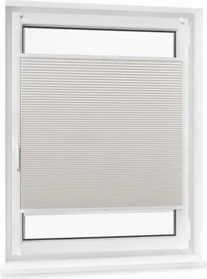A pleated blind covering the lower part of a window.