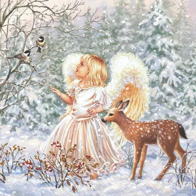 Produktbild von 20 Servietten Winter Angel - Engel im Märchenwald 33x33cm