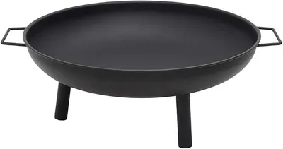 Imagen del producto de Brasero de acero con revestimiento en polvo negro, de 67,5 x 58 x 22,5 cm, ideal para jardín y terraza, con asas para facilitar su transporte