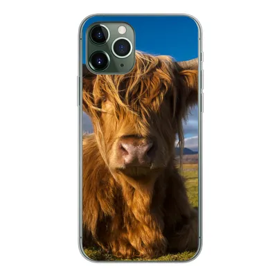Produktbild von MuchoWow® Handyhülle Schutzhülle Hülle für iPhone 11 Pro Schottische Highlander - Tiere - Gras Silikon Softcase Handy Hülle - Handy