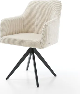 Produktbild von DELIFE Esszimmerstuhl Greg-Flex Cord Beige Kreuzgestell kantig Schwarz Taschenfederkern