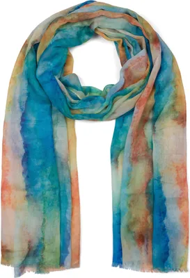 Produktbild von styleBREAKER Damen Schal mit buntem Aquarell Farbverlauf Muster, leichtes sommerliches Tuch mehrfarbig 01016240
