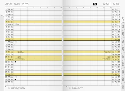 Image de rido/idé : Agenda mensuel de remplacement, modèle uniplanné (2025), 2 pages = 1 mois