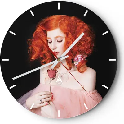 Produktbild von Wanduhr - Rund - Glasuhr - Erz Frau Rose - 30x30cm - Schleichendes Uhrwerk - Lautlos - zum Aufhängen bereit - Dekoration Modern - Wanddekoration aus Glas - C3AR30x30-4369