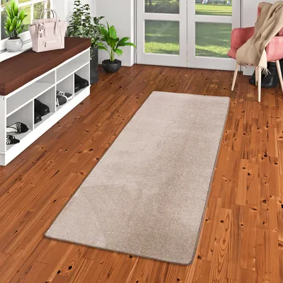 Produktbild von Hochflor Velours Läufer Teppich Luna Taupe, Größe:80x320 cm