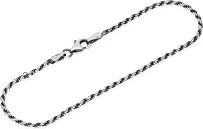 Produktbild von NKlaus 20cm Armband Kordelkette 925 Sterling Silber oxidiert 1,8mm breit Silberkette 13842