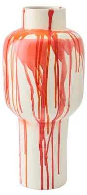 Produktbild von J-Line Vase Gestreift Keramik Weiß/Orange