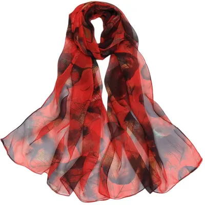 Productafbeelding van Sjaal voor dames, chiffon, zijde, 160 x 50 cm, georgette, lichtgewicht, wasbaar