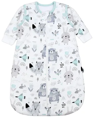 Produktbild von TupTam Schlafsack Baby 2.5 TOG - Ganzjahresschlafsack mit abnehmbaren Ärmeln, Farbe: Bären / Füchse / Mint / Tiere, Größe: 68-74
