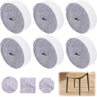 Produktbild von 6 Rollen selbstklebendes Filzband, 5mm dick, grau, 100cm x 2cm