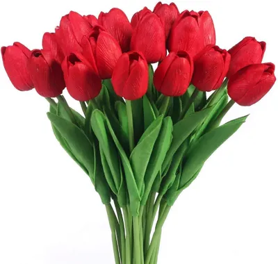 Produktbild von OKWISH 10 Stöcke Kunstblume, Künstliche Blume, Gefälschte Tulpen, Blumen, Blumensträuße, PolyurethanTulpe, Dekorative Blume, Rot